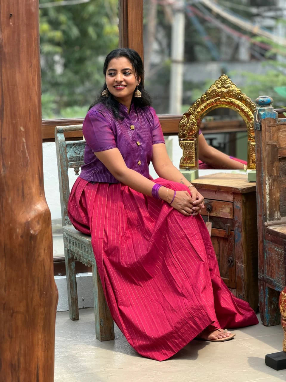 IYAL Crop Top Skirt Set for women view 2 - Viyal Design Studio