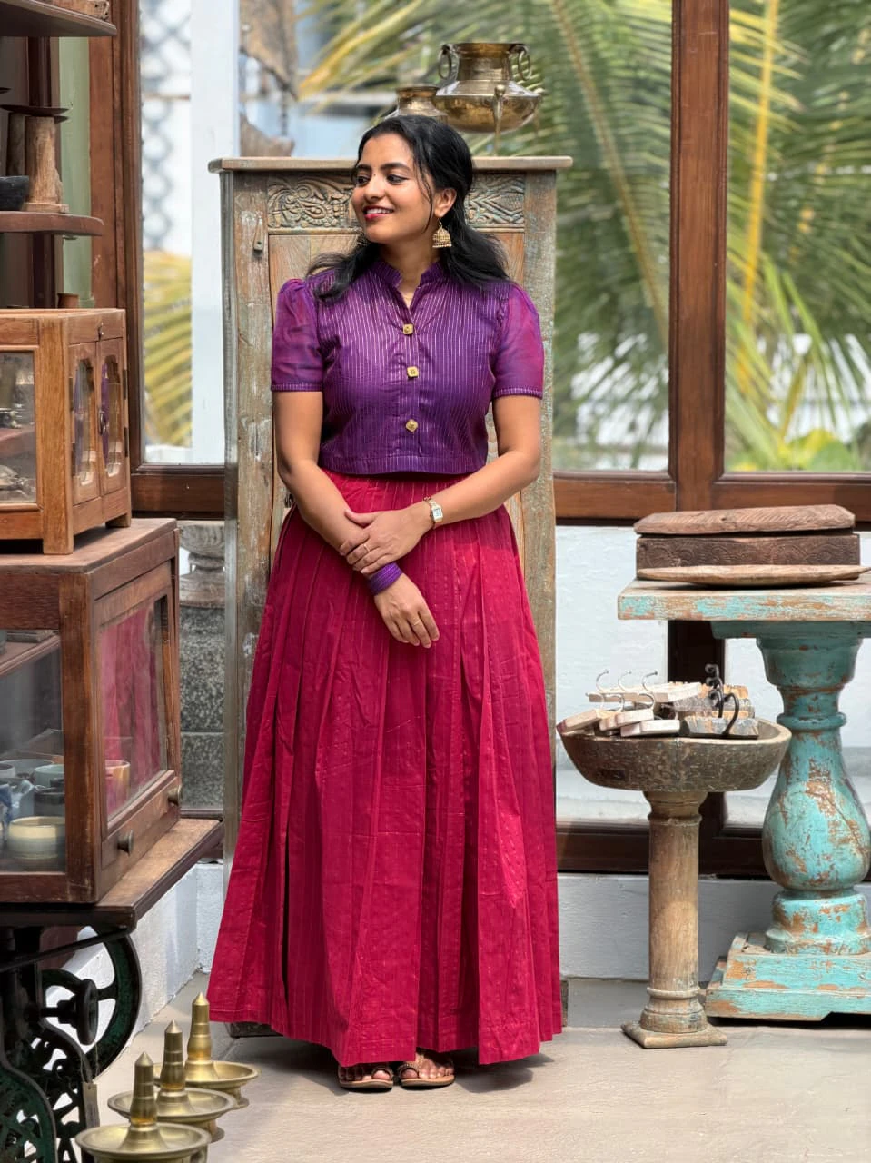 IYAL Crop Top Skirt Set for women view 5 - Viyal Design Studio
