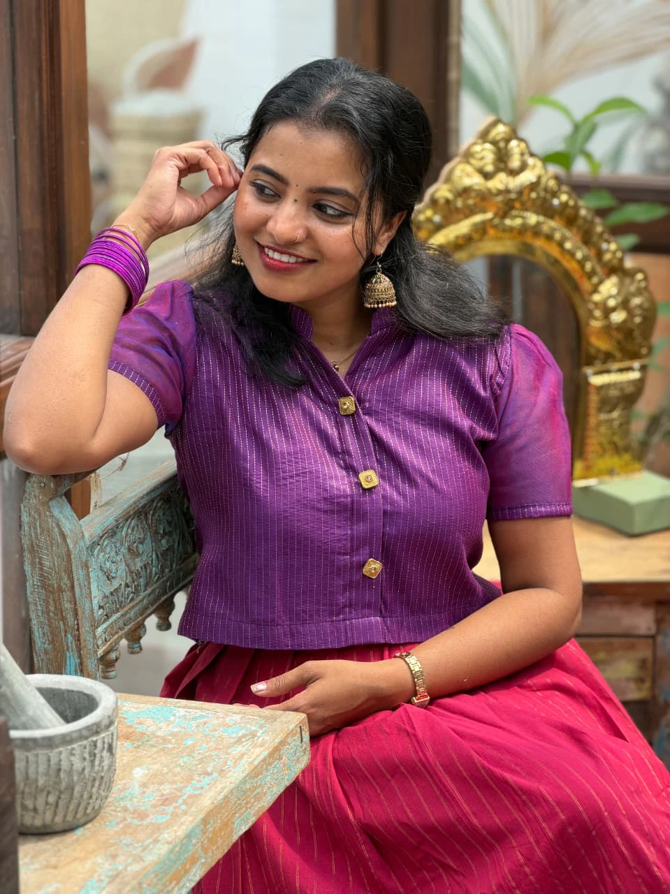 IYAL Crop Top Skirt Set for women view 6 - Viyal Design Studio