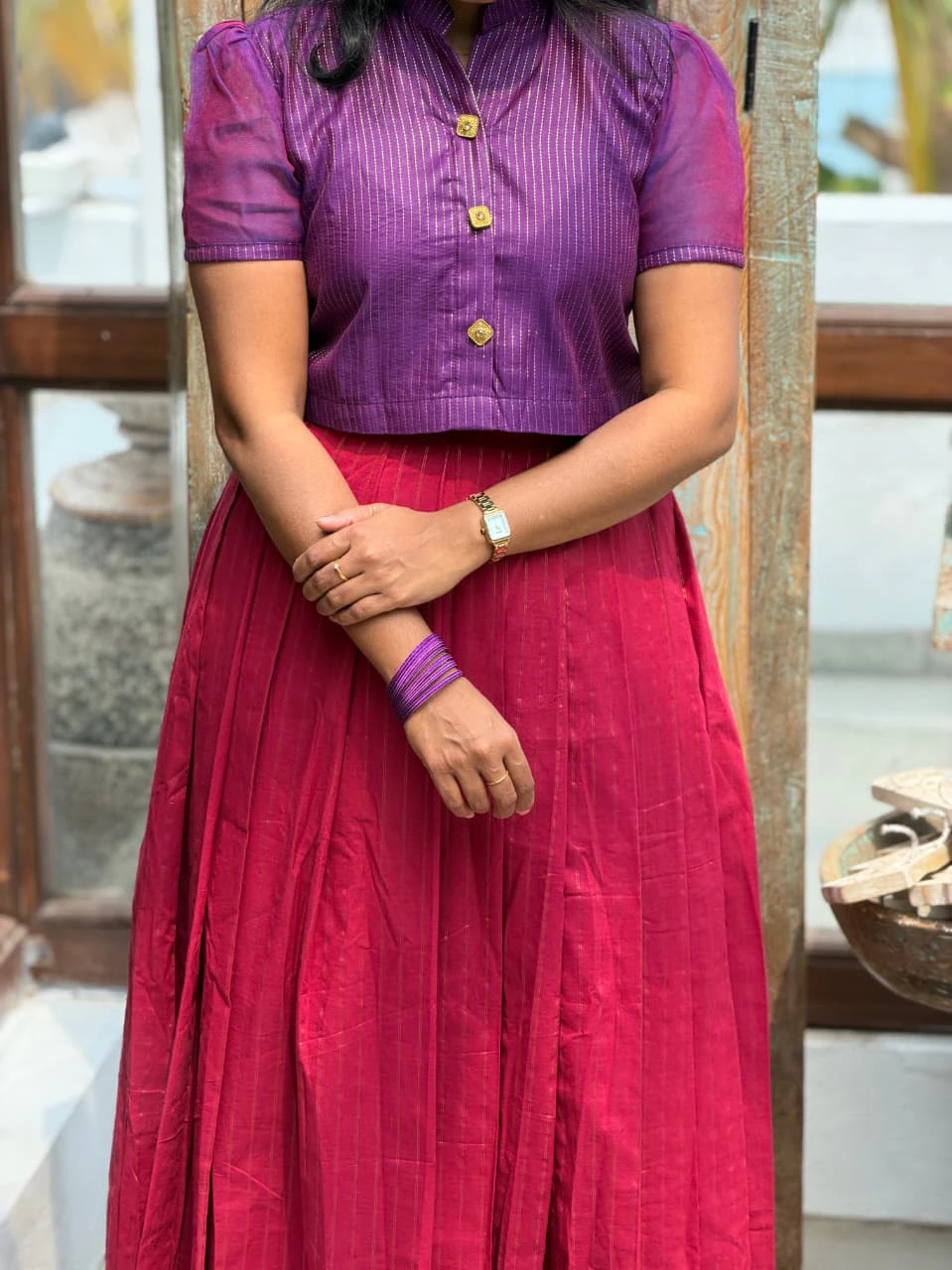 IYAL Crop Top Skirt Set for women view 7 - Viyal Design Studio